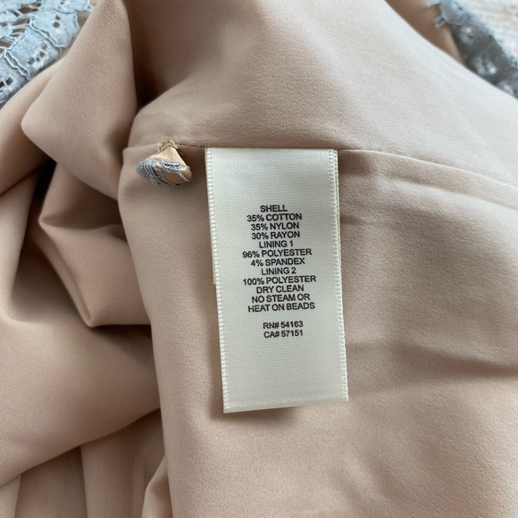 ELIZA J Grey Lace Dress With Jeweled Neckline | Size 6 | Wedding/Cocktail - Picture 13 of 15